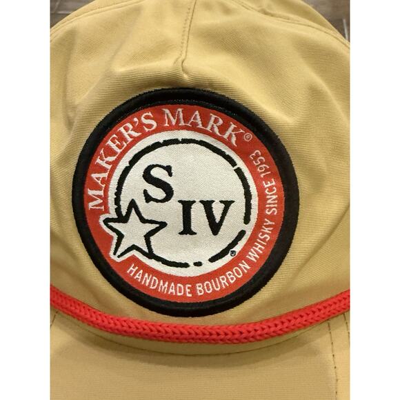 Maker’s Mark Bourbon Whiskey Logo Patch Red Rope Tan Snapback Trucker Hat Cap - Picture 3 of 8